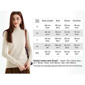 LINY XIN 100% Pure Cashmere Sweater for Women Fall Winter Turtleneck Long Sleeve Warm Soft Lightweight Knit Pullover (Tan,L)