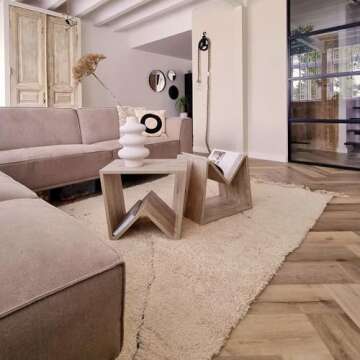 Mobili Fiver, Emma Low Coffee Table, Oak, Melamine-Finished, Modern Coffee Table, Italian Furniture