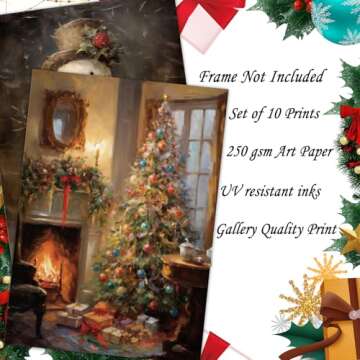 Vintage Christmas Wall Art Prints for Festive Decor