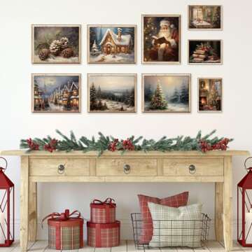 Vintage Christmas Wall Art Prints for Festive Decor