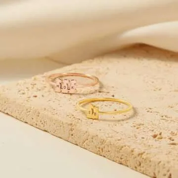 Centime Pesonalized Dog Name Ring, Dainty Stackable Rings, Cat Lover Rings, Pet Memorial Ring, Dog Name Jewelry, Pet Lover Jewelry, Jewelry Gift for Pet Mom