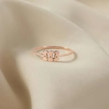 Centime Pesonalized Dog Name Ring, Dainty Stackable Rings, Cat Lover Rings, Pet Memorial Ring, Dog Name Jewelry, Pet Lover Jewelry, Jewelry Gift for Pet Mom