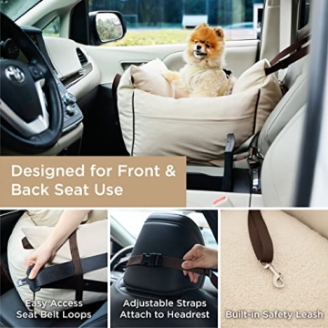 Lesure Small Dog Car Seat Waterproof Travel Booster with Foam