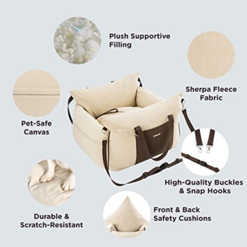 Lesure Small Dog Car Seat Waterproof Travel Booster with Foam