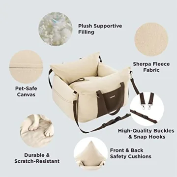 Lesure Small Dog Car Seat Waterproof Travel Booster with Foam