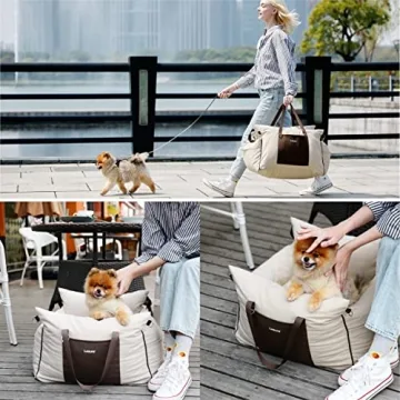 Lesure Small Dog Car Seat Waterproof Travel Booster with Foam