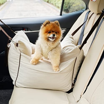 Lesure Small Dog Car Seat Waterproof Travel Booster with Foam