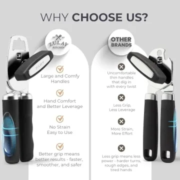 Zulay Kitchen Heavy Duty Stainless Steel Can Opener Manual with Bottle Opener - Rust Proof Manual Ca...
