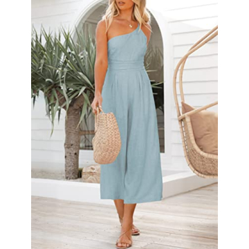 ANRABESS Women's Trendy One Shoulder Casual Jumpsuit