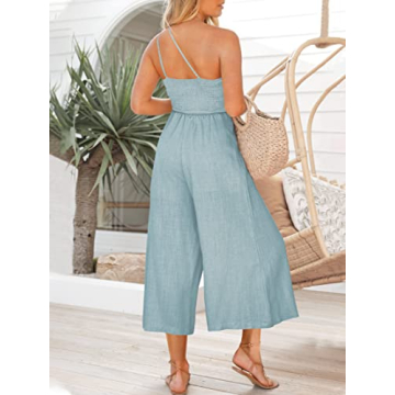 ANRABESS Women's Trendy One Shoulder Casual Jumpsuit