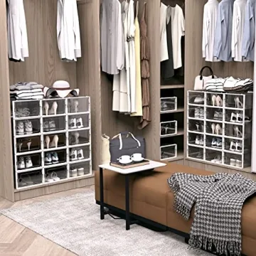 Hrrsaki Clear Stackable Shoe Boxes 15-Pack Organizer