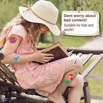 Aresvns Children's temporary tattoo 340+ Designs,20 sheets Cute fake tattoos for Girls and Boys, Waterproof, non-toxic and easy to remove