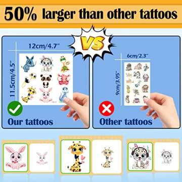 Aresvns Children's temporary tattoo 340+ Designs,20 sheets Cute fake tattoos for Girls and Boys, Waterproof, non-toxic and easy to remove