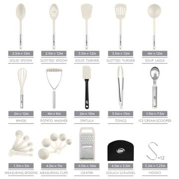 Kitchen Utensils Set 35 PCS Cooking Utensils Set, Nonstick and Heat Resistant Nylon Stainless Steel ...