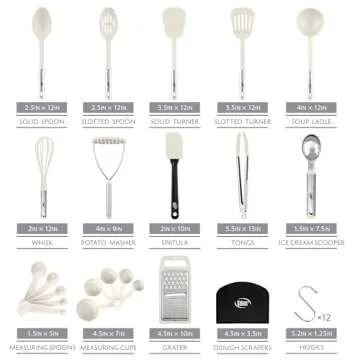 Kitchen Utensils Set 35 PCS Cooking Utensils Set, Nonstick and Heat Resistant Nylon Stainless Steel ...