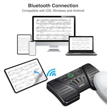 LEKATO Wireless Page Turner Pedal for Musical Instruments Bluetooth Page Turner Pedal for Phone and ...