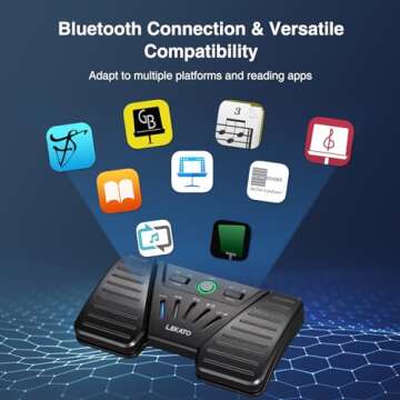 LEKATO Wireless Page Turner Pedal for Musical Instruments Bluetooth Page Turner Pedal for Phone and Tablets Page Turning, Rechargeable Music Page Turner Wireless Foot Pedal Page Turner Pedal