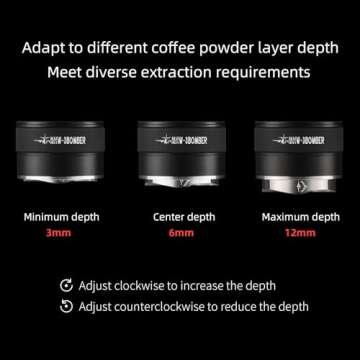 MHW-3BOMBER 58mm Espresso Coffee Distributor, Espresso Distribution Tool for Barista, Adjustable Height Coffee Leveler with Sound Feedback for 58mm Portafilter, YU Series, T5848-OS