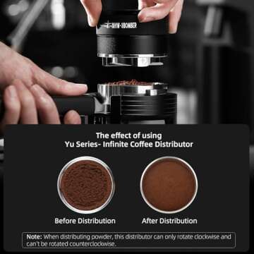 MHW-3BOMBER 58mm Espresso Coffee Distributor, Espresso Distribution Tool for Barista, Adjustable Height Coffee Leveler with Sound Feedback for 58mm Portafilter, YU Series, T5848-OS