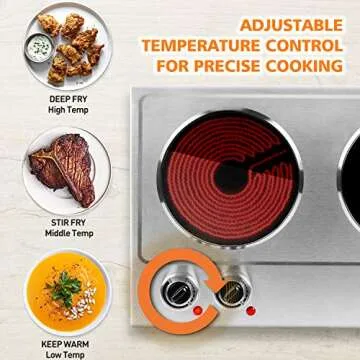 CUSIMAX Hot Plate, 1800W Double Burners, Infrared Cooktop, Electric Ceramic Hot Plates for Cooking, Portable Countertop Burner Glass Heating Plate, Compatible w/All Cookware, Upgraded Version