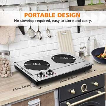 CUSIMAX Hot Plate, 1800W Double Burners, Infrared Cooktop, Electric Ceramic Hot Plates for Cooking, Portable Countertop Burner Glass Heating Plate, Compatible w/All Cookware, Upgraded Version