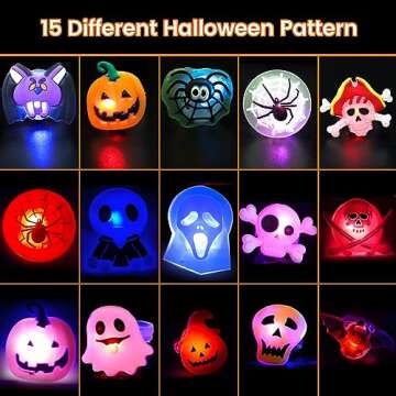XUANMEIKE 50pcs 50pcs Halloween LED Rings, Halloween Party Favors Glow in the Dark Party Supplies, H...
