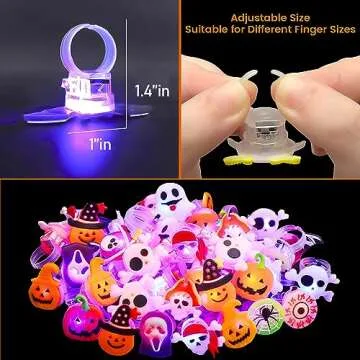 XUANMEIKE 50pcs 50pcs Halloween LED Rings, Halloween Party Favors Glow in the Dark Party Supplies, Halloween Light Up Rings Perfect for Trick or Treat Gifts and Halloween Favors