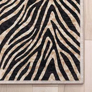 Well Woven Custom Size Hallway Stair Runner - 31" Wide Runner 31 Inch Wide x 25 Feet Long Runner (31" x 25' Runner)- Zebra Stripe Brown - Animal Print Pattern