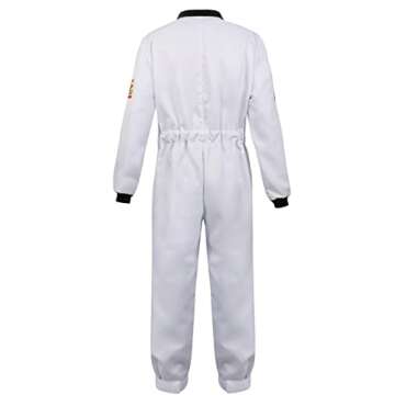 Adult Astronaut Spaceman for Men Costume Coverall Air Force Flight Jumpsuit Halloween Dress Up Party White-S