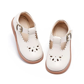 Toddler Little Girl Beige Mary Jane Dress Shoes - Ballet Flats for Parties