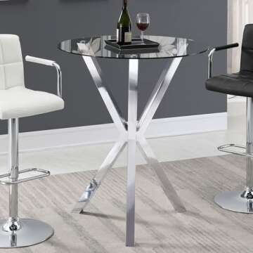 Coaster Home Furnishings Denali Round Glass Top Bar Table Chrome