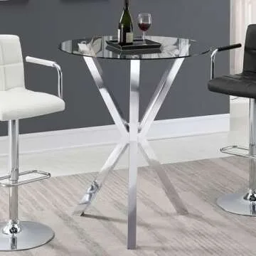 Coaster Home Furnishings Denali Round Glass Top Bar Table Chrome