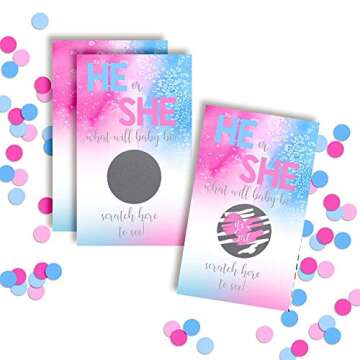 IT'S A GIRL! Pink & Blue Watercolor Themed Gender Reveal Scratch Off Cards for Baby Showers, 20 2" X...