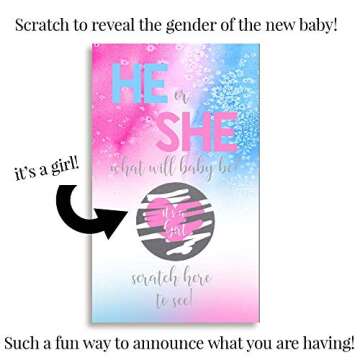 IT'S A GIRL! Pink & Blue Watercolor Themed Gender Reveal Scratch Off Cards for Baby Showers, 20 2" X 3” Double Sided Cards by AmandaCreation