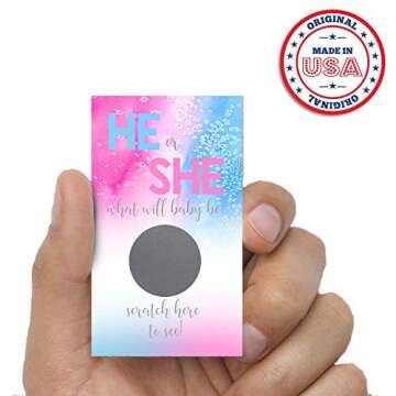 IT'S A GIRL! Pink & Blue Watercolor Themed Gender Reveal Scratch Off Cards for Baby Showers, 20 2" X 3” Double Sided Cards by AmandaCreation