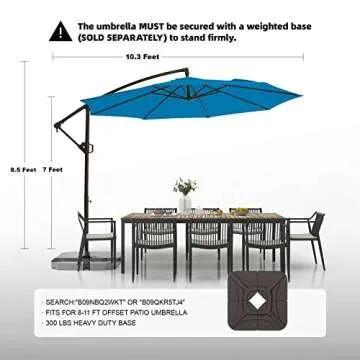 wikiwiki 10ft Patio Umbrellas Offset Outdoor Umbrella Cantilever Hanging Umbrellas w/Infinite Tilt, Fade Resistant Waterproof RECYCLED FABRIC Canopy & Cross Base, for Yard, Garden & Deck, Royal Blue