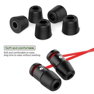 [6 Pairs] Earphone Tips New Bee 12pcs Replacement Earbud Tips Blocking Out Ambient Noise Memory Foam Earbuds Inner 4.9mm for in-Ear Headphones with 5mm-7mm Tips (Black, S/M/L)