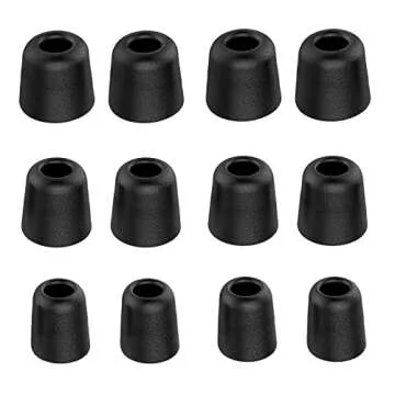 [6 Pairs] Earphone Tips New Bee 12pcs Replacement Earbud Tips Blocking Out Ambient Noise Memory Foam Earbuds Inner 4.9mm for in-Ear Headphones with 5mm-7mm Tips (Black, S/M/L)