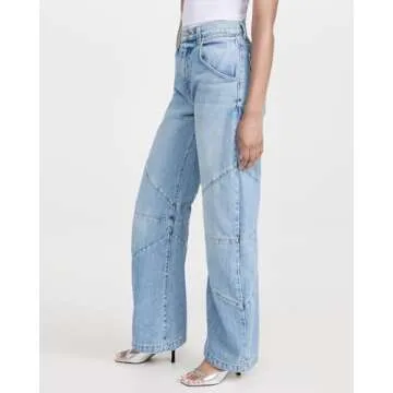 Kedera Women's Baggy Wide Leg Barrel Jeans Horseshoe Casual Boyfriend Denim Pants Loose Fit Trousers Light Blue