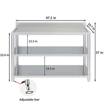 Heavy Duty Stainless Steel Kitchen Work Table for Dining Spaces