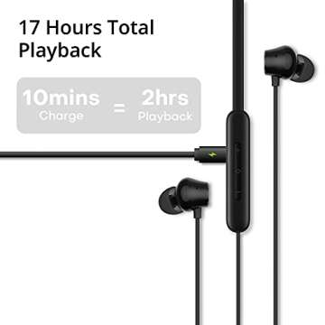 DIZO Wireless Neckband Headphones Bluetooth Earphones, 11.2mm Bass Boost, Magnetic Earbuds, Environmental Noise Cancellation ENC, Clear Calls, Lightweight, Low Latency, Waterproof for Sports Black