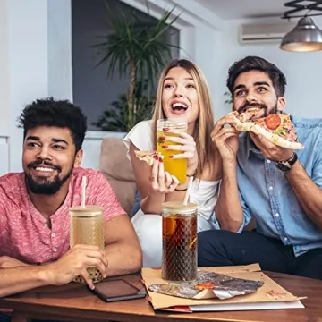 Hyperspace Glass Tumblers with Bamboo Lids - 4Pack