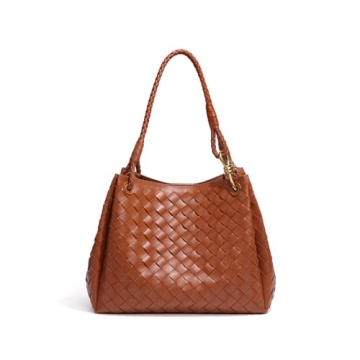 Woven Trendy Hobo Bag With Small Inner Bag | Large Retro Pu Leather Bucket Bag For Women | Cute Tote...