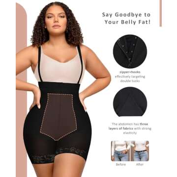 FeelinGirl Shapewear for Women Tummy Control Colombianas Butt Lifter Plus Size Body Shaper for Dress Black XL