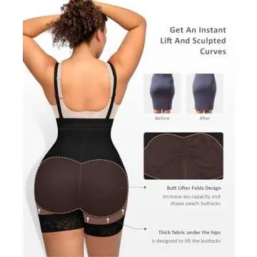 FeelinGirl Shapewear for Women Tummy Control Colombianas Butt Lifter Plus Size Body Shaper for Dress Black XL