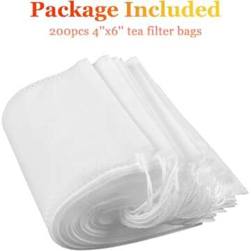 Yzurbu 200pcs Tea Filter Bags for Loose Leaf Tea
