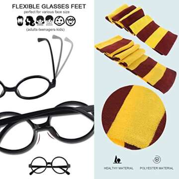 Novelty Scarf Wizard Glasses & Lightning Bolt Tattoos for Kids