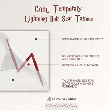 Novelty Scarf Wizard Glasses & Lightning Bolt Tattoos for Kids