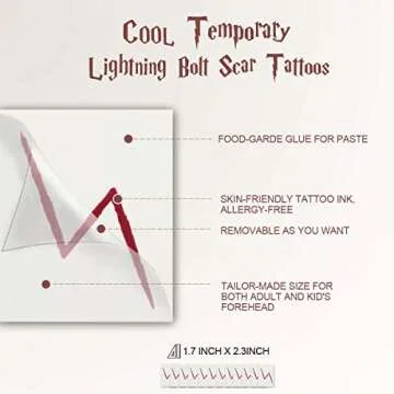 Novelty Scarf Wizard Glasses & Lightning Bolt Tattoos for Kids