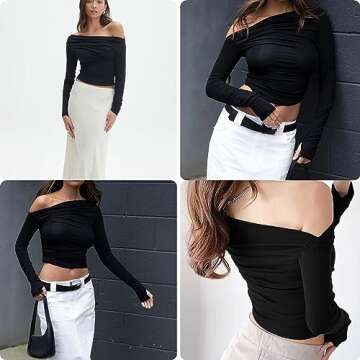 J.Corrine Women's Off Shoulder Cropped Ruched Top XL